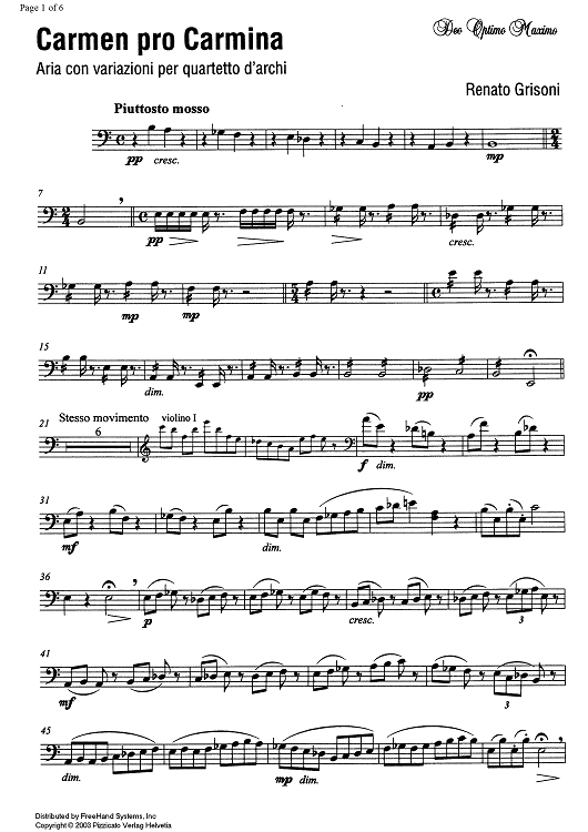 Carmen pro carmine - aria con variazioni - Cello