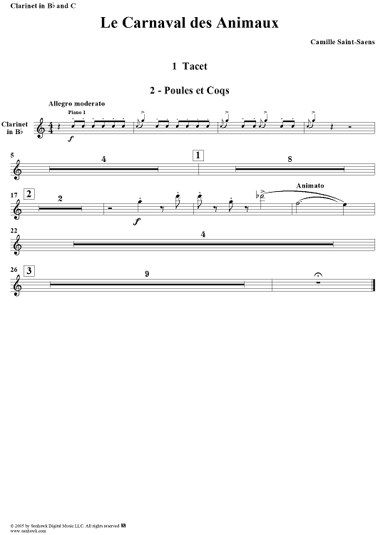 Le carnaval des animaux - Clarinet