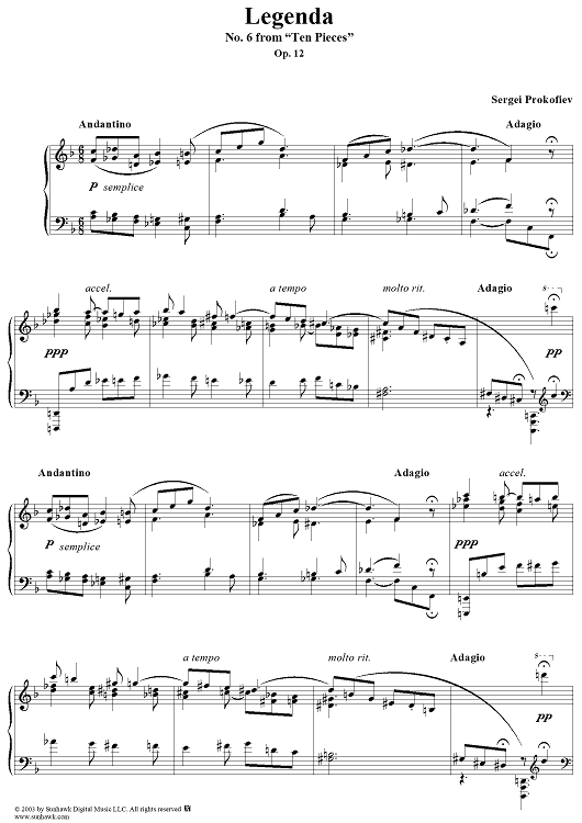 Legend, No. 6 from "Ten Pieces", Op. 12