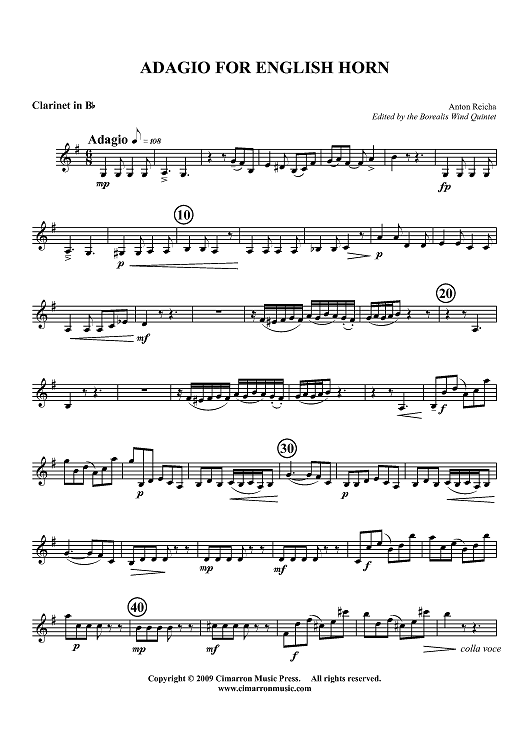 Adagio for English Horn - Clarinet in Bb