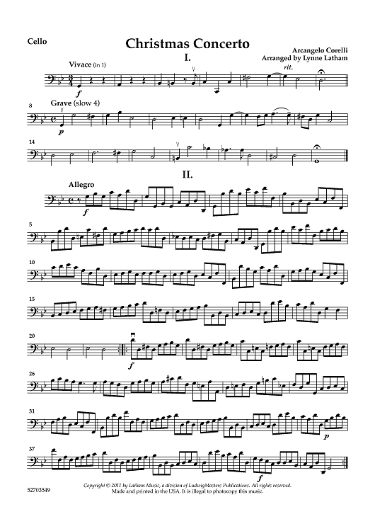 Christmas Concerto Concerto Grosso, Op. 6, No. 8 - Cello
