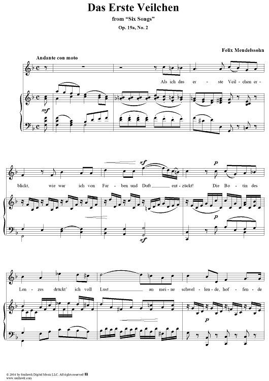 Six Songs, Op. 19a, No. 2: "The First Violet" (Das Erste Veilchen)