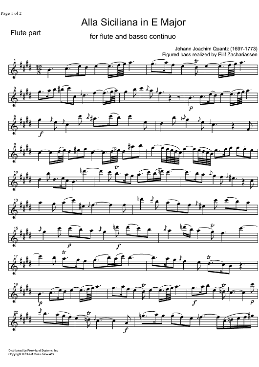 Alla Siciliana E Major - Flute