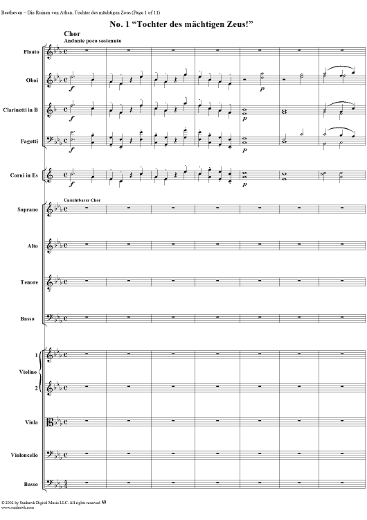 Tochter des mächtigen Zeus!, No. 1 from "Die Ruinen von Athen", Op. 113 - Full Score