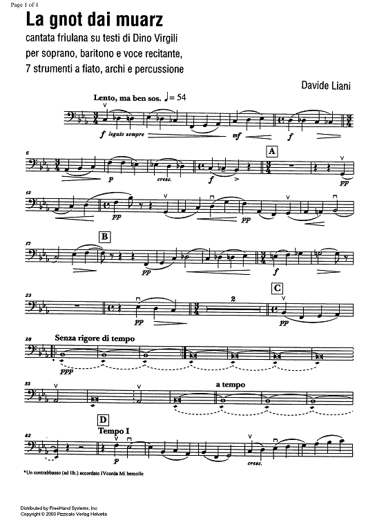 La gnot dai muarz (The night of the Dead) [set of parts] - Double Bass