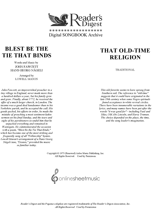 Blest Be The Tie That Binds / That Old-Time Religion