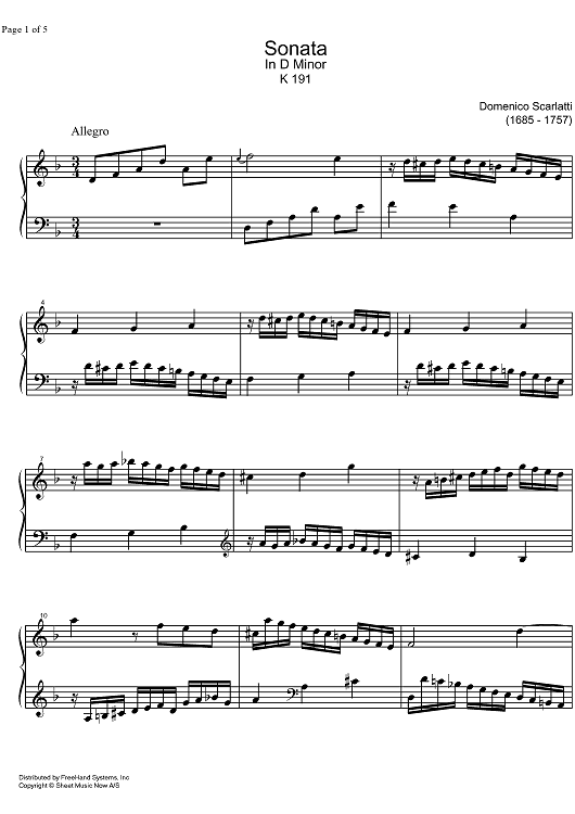 Sonata d minor K191