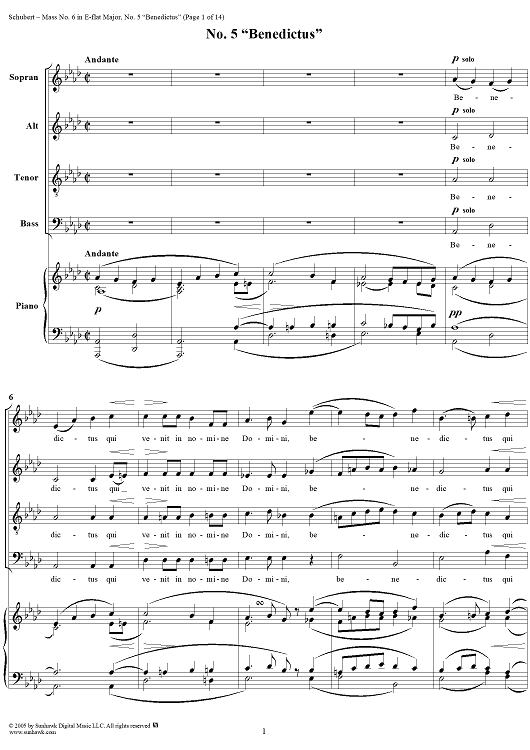 Mass No. 6 in E-flat Major, D950: No. 5, Benedictus