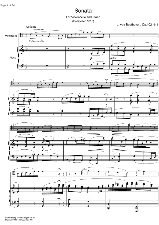 Sonata No. 4 C Major Op.102 No. 1 - Score