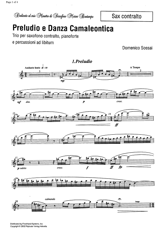 Preludio e Danza Camaleontica - Alto Saxophone