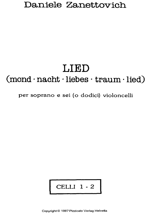 Lied (mond - nacht - liebes - traum - lied) - Cellos 1 & 2