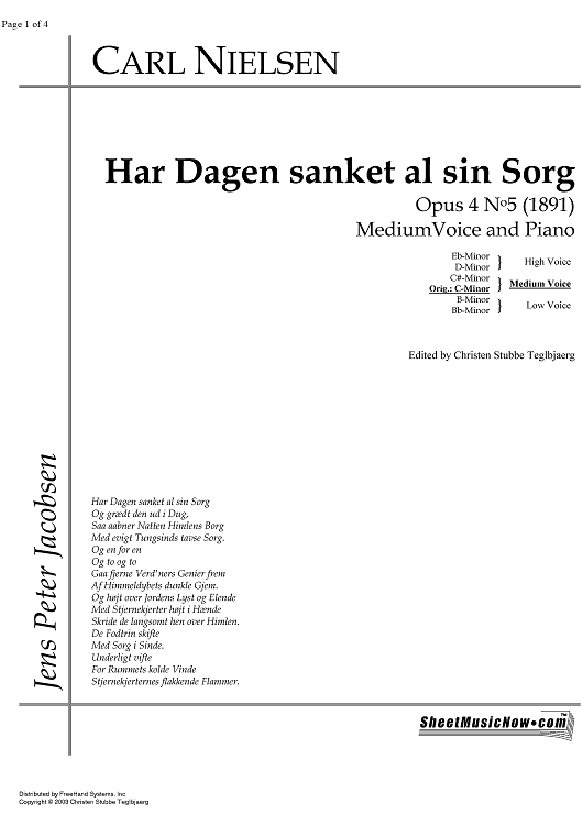 Har Dagen sanket al sin Sorg Op. 4 No. 5