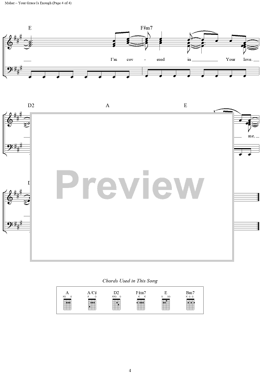 Your Grace is Enough" Sheet Music by Chris Tomlin for Piano/Vocal