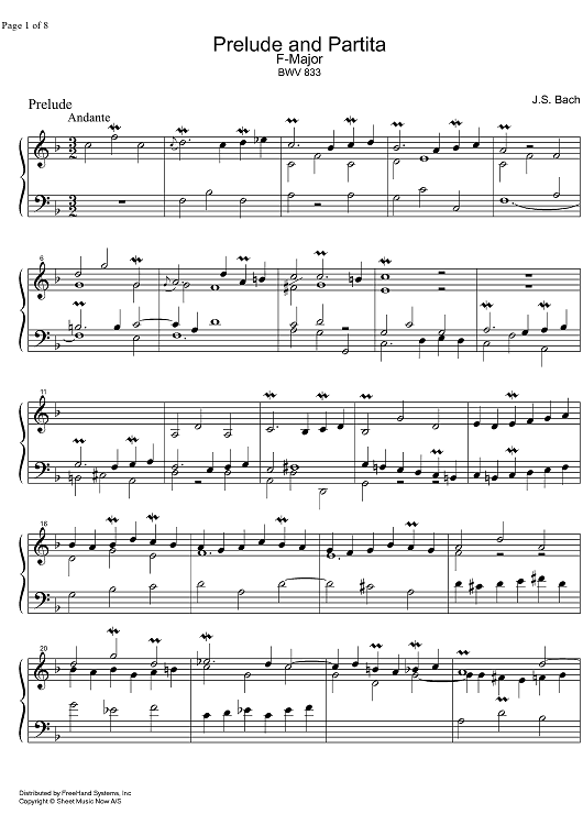 Prelude and Partita F Major BWV 833