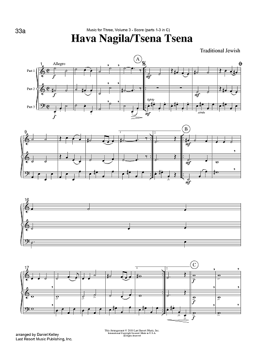 Hava Nagila/Tsena Tsena - Score