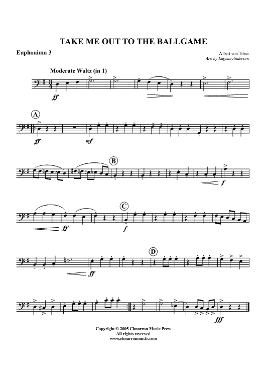 Take Me Out To The Ballgame - Euphonium 3 BC/TC