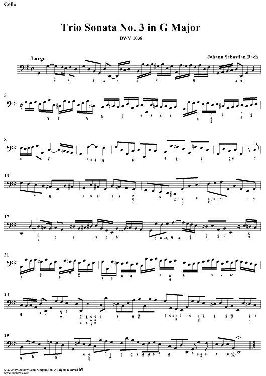 Trio Sonata in G major BWV1038 - Cello
