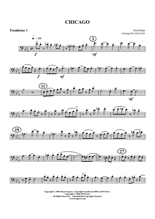 Chicago - Trombone 1 (opt. F Horn)