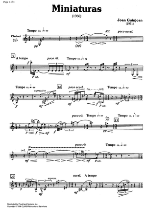 Miniatures (manuscript version) - Clarinet in B-flat