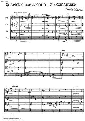 Quartetto No. 3 Romantico - Score