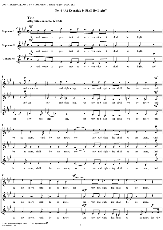 The Holy City: Part I. "Contemplation", No. 4, "At Eventide It Shall Be Light"