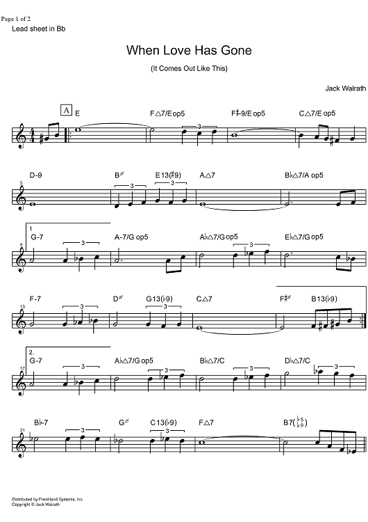 When Love has Gone (It Comes Out Like This)