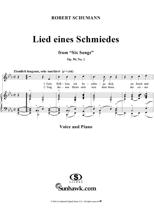 Six Songs, Op. 90, No. 1 - Lied eines Schmiedes - No. 1 from "Six Poems"  op. 90