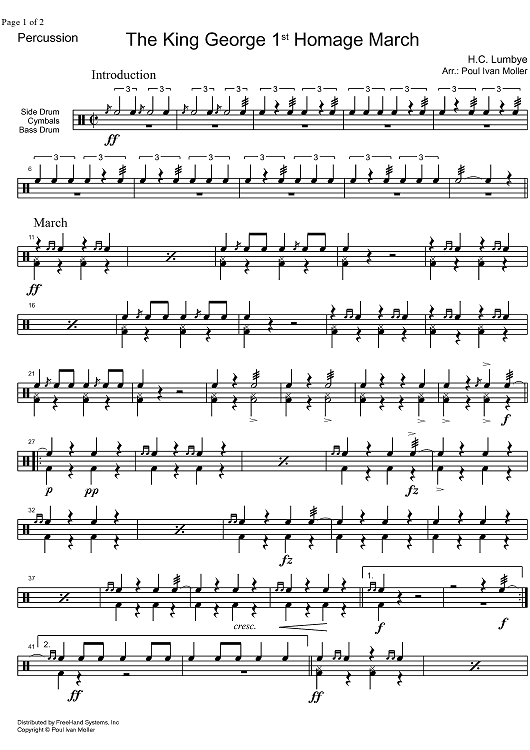 King George 1st Homage March - Percussion