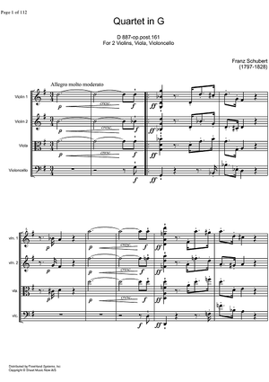 String Quartet No.15 G Major D887 - Score