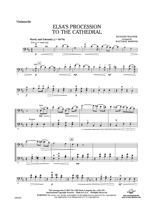Elsa's Procession to the Cathedral - Violoncello