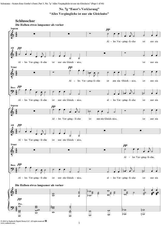 Scenes from Goethe's Faust, Part 3, No. 7g: "Faust's Verklärung": "Alles Vergängliche ist nur ein Gleichnis" - Score
