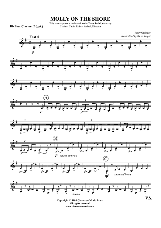 Molly on the Shore - B-flat Bass Clarinet 2