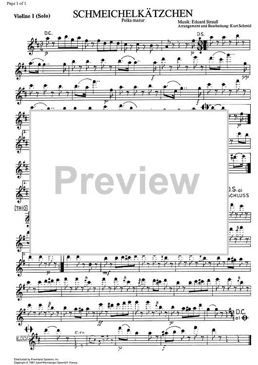 Schmeichelkätschen Op.226 - Violin 1