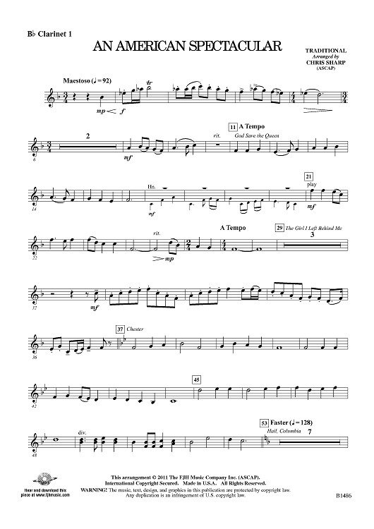 An American Spectacular - Bb Clarinet 1