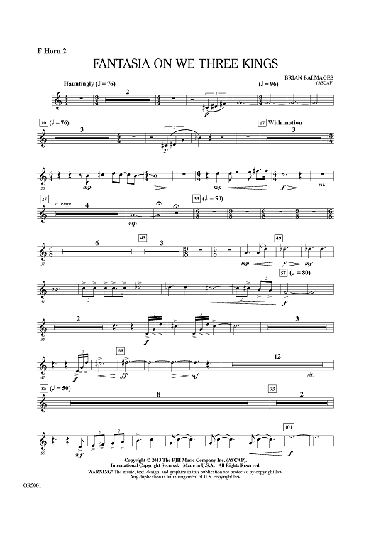Fantasia On We Three Kings - F Horn 2