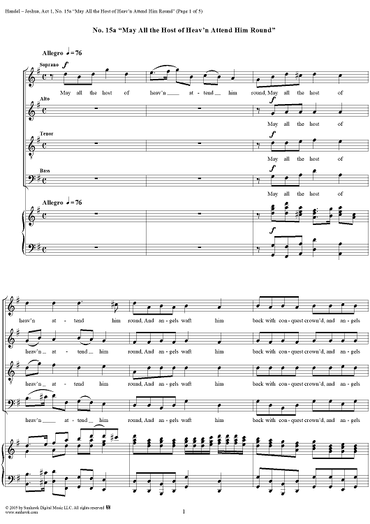 Joshua, Act 1, No. 15a "May all the host of heav'n attend him round"