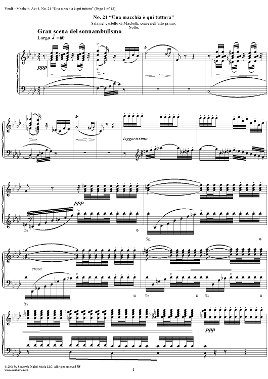 Macbeth, Act 4, No. 21, Scena. "Una macchia è qui tuttora"