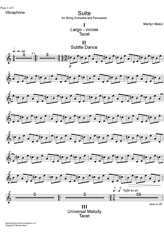 Suite for string orchestra and percussion - Vibraphone