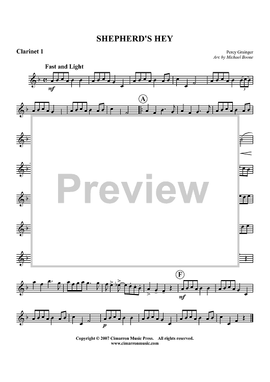 Shepherd's Hey - Clarinet 1