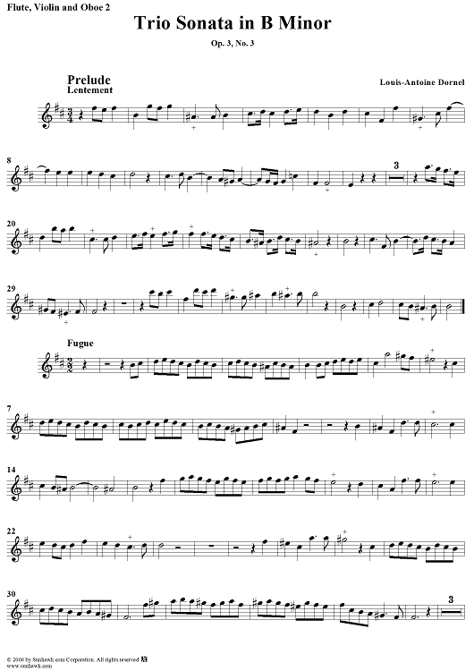 Trio Sonata in B Minor Op. 3, No. 3 - Flute/Violin/Oboe 2