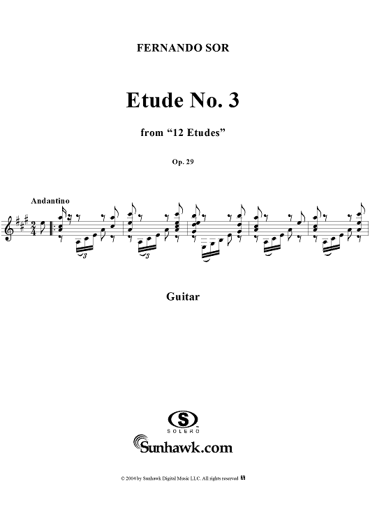 Twelve Etudes, Op. 29, No. 3: Andantino