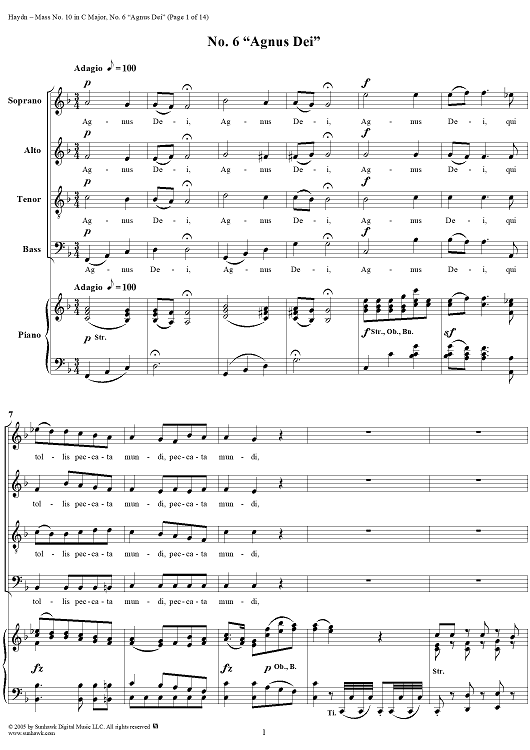 Mass No. 10 (Kriegsmesse) in C Major, "Paukenmesse": Agnus Dei