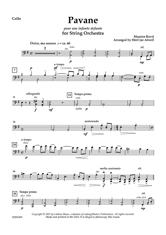 Pavane pour une infante defunte - Cello