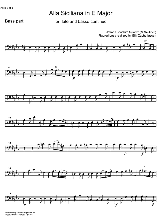 Alla Siciliana E Major - Cello