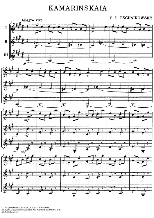 Kamarinskaia - Bb Clarinet / Bass Clarinet