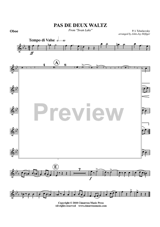 Pas de Deux Waltz - From "Swan Lake" - Oboe