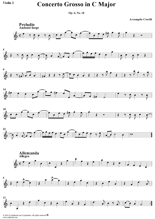Concerto Grosso No. 10 in C Major, Op. 6, No. 10 - Violin 2