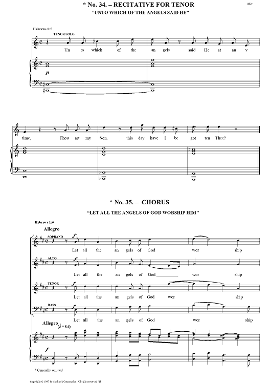 Messiah, no. 35: Let all the angels of God worship Him - Piano Score