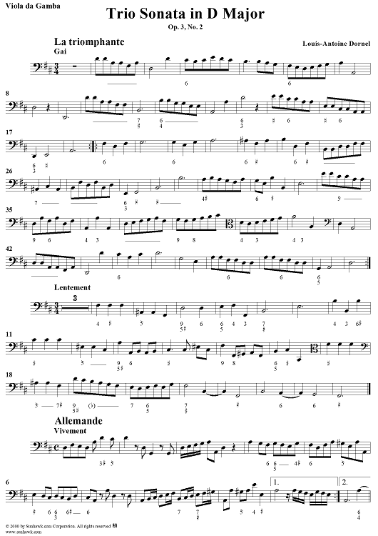 Trio Sonata in D Major Op. 3, No. 2 - Viola da gamba