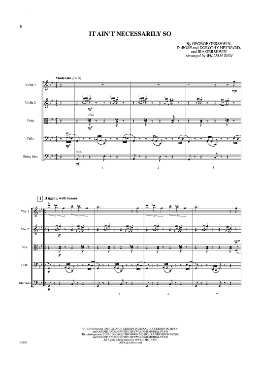 It Ain't Necessarily So - Conductor's Score